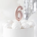 Świeczka urodzinowa cyfra 6 różowe złoto