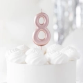 Świeczka urodzinowa cyfra 8 różowe złoto