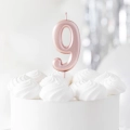 Świeczka urodzinowa cyfra 9 różowe złoto
