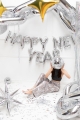 Balony foliowe HAPPY NEW YEAR srebrne 35 cm