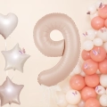 Balon foliowy cyfra 9 kremowy karmelowy 85 cm
