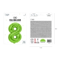 Balon foliowy cyfra 8 zielony 85 cm