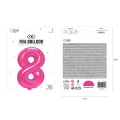 Balon foliowy cyfra 8 ciemnoróżowy 85 cm