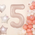 Balon foliowy cyfra 5 kremowy karmelowy 85 cm