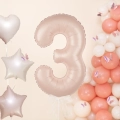 Balon foliowy cyfra 3 kremowy karmelowy 85 cm
