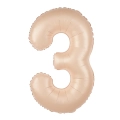 Balon foliowy cyfra 3 kremowy karmelowy 85 cm