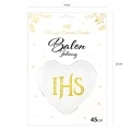 Balon foliowy serce Komunia Święta IHS 45 cm