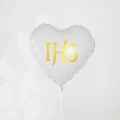 Balon foliowy serce Komunia Święta IHS 45 cm