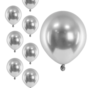 Balony srebrne chromowane Glossy 12 cm 5 cali 50 szt PartyDeco
