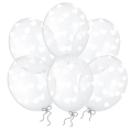 Balony transparentne w białe serduszka 30 cm 14 cali 6 szt