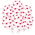 Balony transparentne w czerwone serduszka 30 cm 6 szt