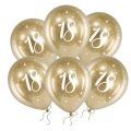 Balony na 18 urodziny chromowane złote 30 cm 14 cali 6 szt