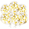 Balony z konfetti złote gwiazdki 30 cm 6 szt