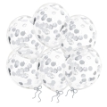 Balony z konfetti srebrne gwiazdki 30 cm 14 cali 6 sztuk