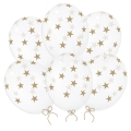 Balony transparentne w złote gwiazdki 30 cm 14 cali 6 szt
