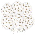 Balony transparentne w złote kropki 30 cm 14 cali 6 szt