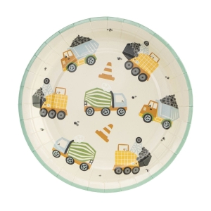 Talerzyki papierowe pojazdy budowlane 18 cm 6 szt