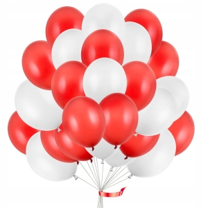 Balony białe czerwone pastelowe 27 cm 12 cali 100 szt PartyDeco