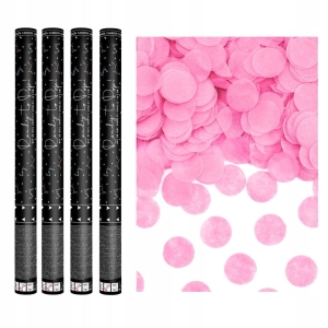 Tuby strzelające konfetti różowe na gender reveal 60 cm 4 szt