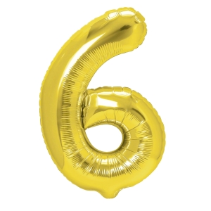 Balon foliowy cyfra 6 złoty 85 cm