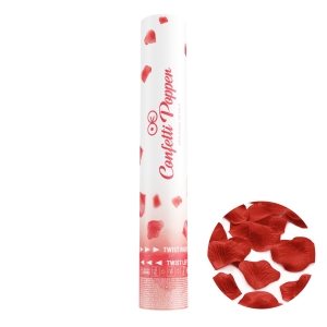 Tuba z konfetti płatki róż czerwone 30 cm