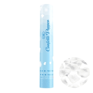 Tuba z konfetti płatki róż białe 30 cm