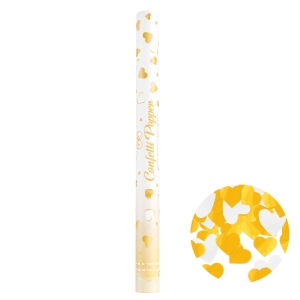 Tuba z konfetti serca białe i metaliczne złote 60 cm