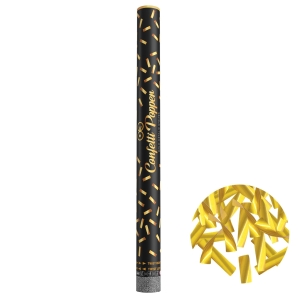 Tuba z konfetti paski metaliczne złote 60 cm