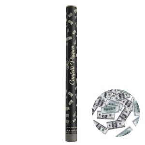 Tuba z konfetti banknoty 100 Dolarów 60 cm