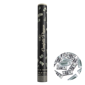 Tuba z konfetti banknoty 100 Dolarów 40 cm