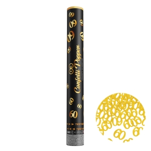 Tuba z konfetti cyfra 60 metaliczne złote 40 cm