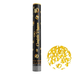 Tuba z konfetti cyfra 40 metaliczne złote 40 cm