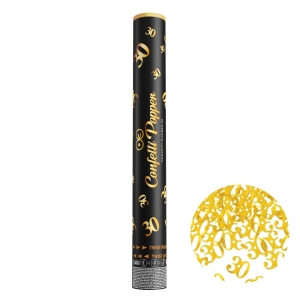 Tuba z konfetti cyfra 30 metaliczne złote 40 cm