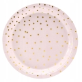 Talerzyki papierowe jasnoróżowe w kropki 18 cm 6 szt