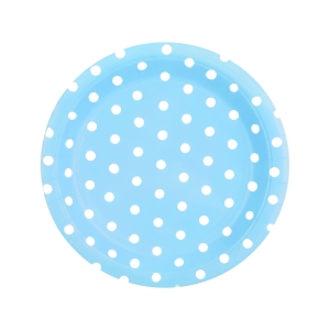 Talerzyki papierowe niebieskie w kropki 23 cm 6 szt