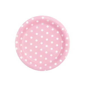 Talerzyki papierowe różowe w kropki 18 cm 6 szt