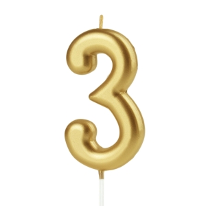 Świeczka cyfra 3 złota