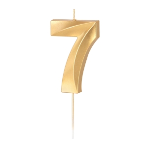 Świeczka cyfra 7 złota metaliczna