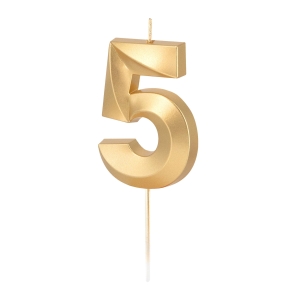 Świeczka cyfra 5 złota metaliczna
