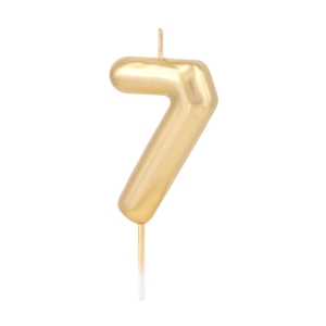 Świeczka cyfra 7 złota połysk
