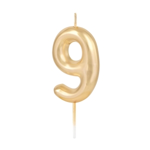 Świeczka cyfra 9 złota połysk