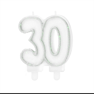 Świeczka cyfra 30 srebrna