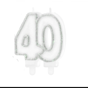 Świeczka cyfra 40 srebrna