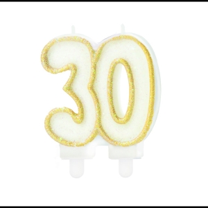 Świeczka cyfra 30 złota