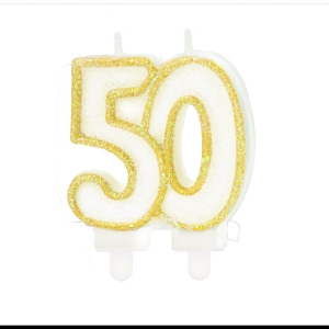 Świeczka cyfra 50 złota