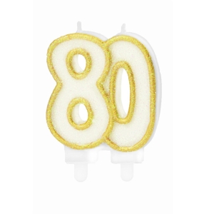 Świeczka cyfra 80 złota