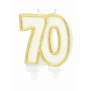Świeczka cyfra 70 złota