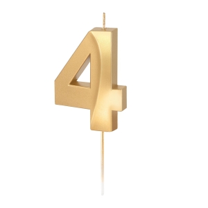 Świeczka cyfra 4 złota metaliczna