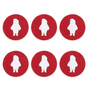 Podkładki świąteczne pod kubek Mikołaj czerwone 6 szt