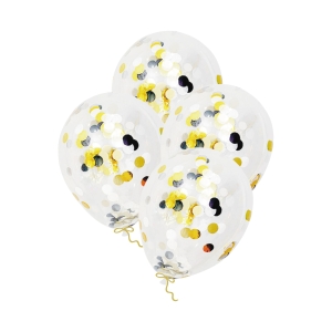 Balony z konfetti złoto-czarnym 12 cali 4 szt